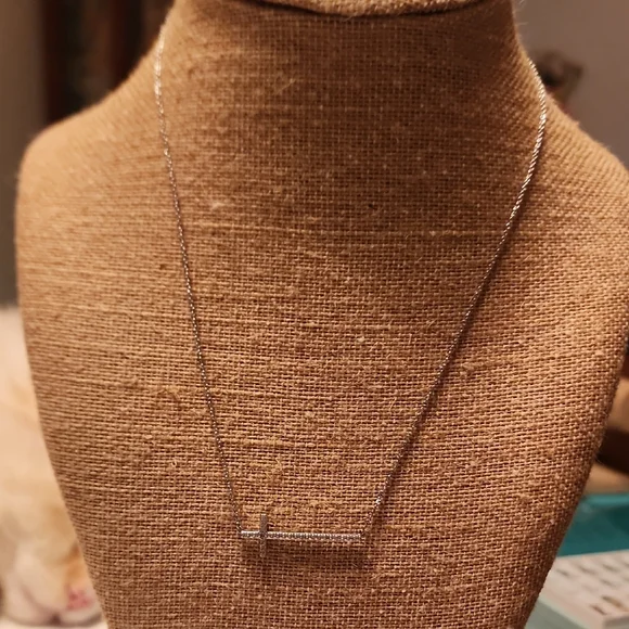 Origami Owl Silver Side Cross Necklace with Sparkling Stones - Picture 4 of 5